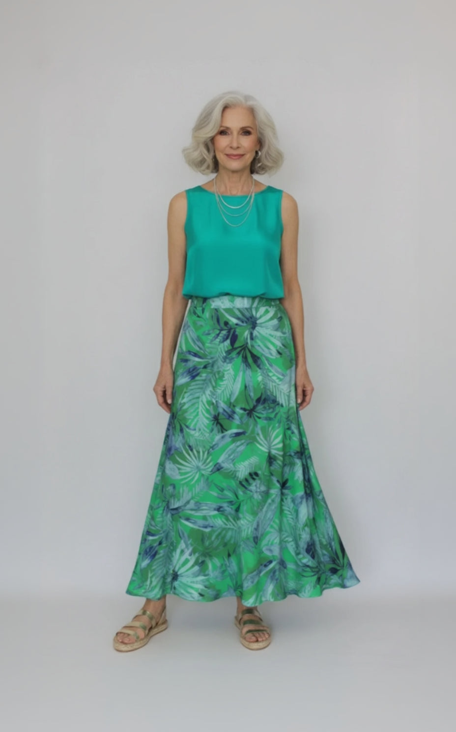 Green & Blue Tropical Print