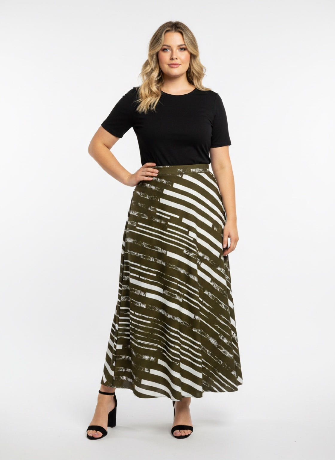 Olive Green & White Stripe