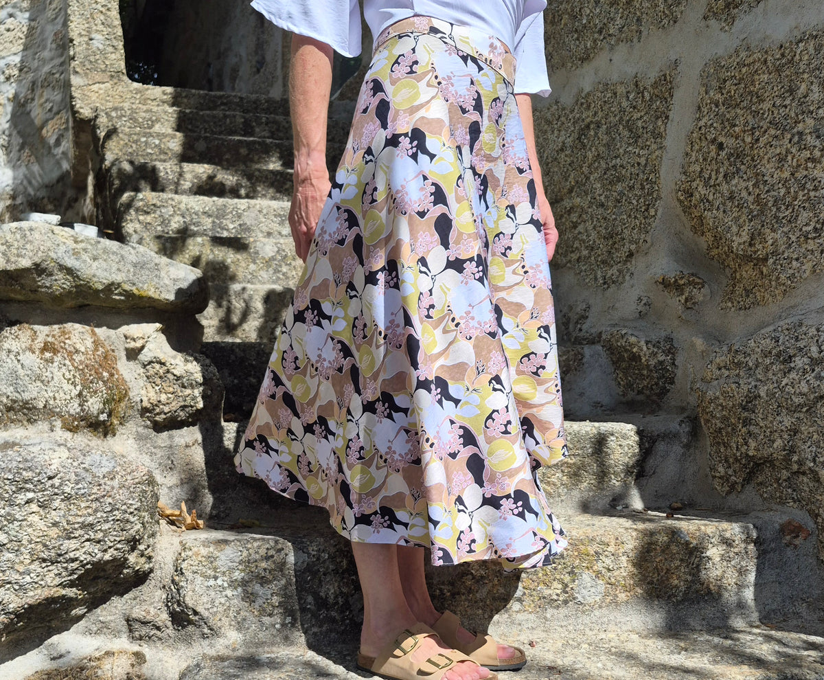 Beige Black and White Floral