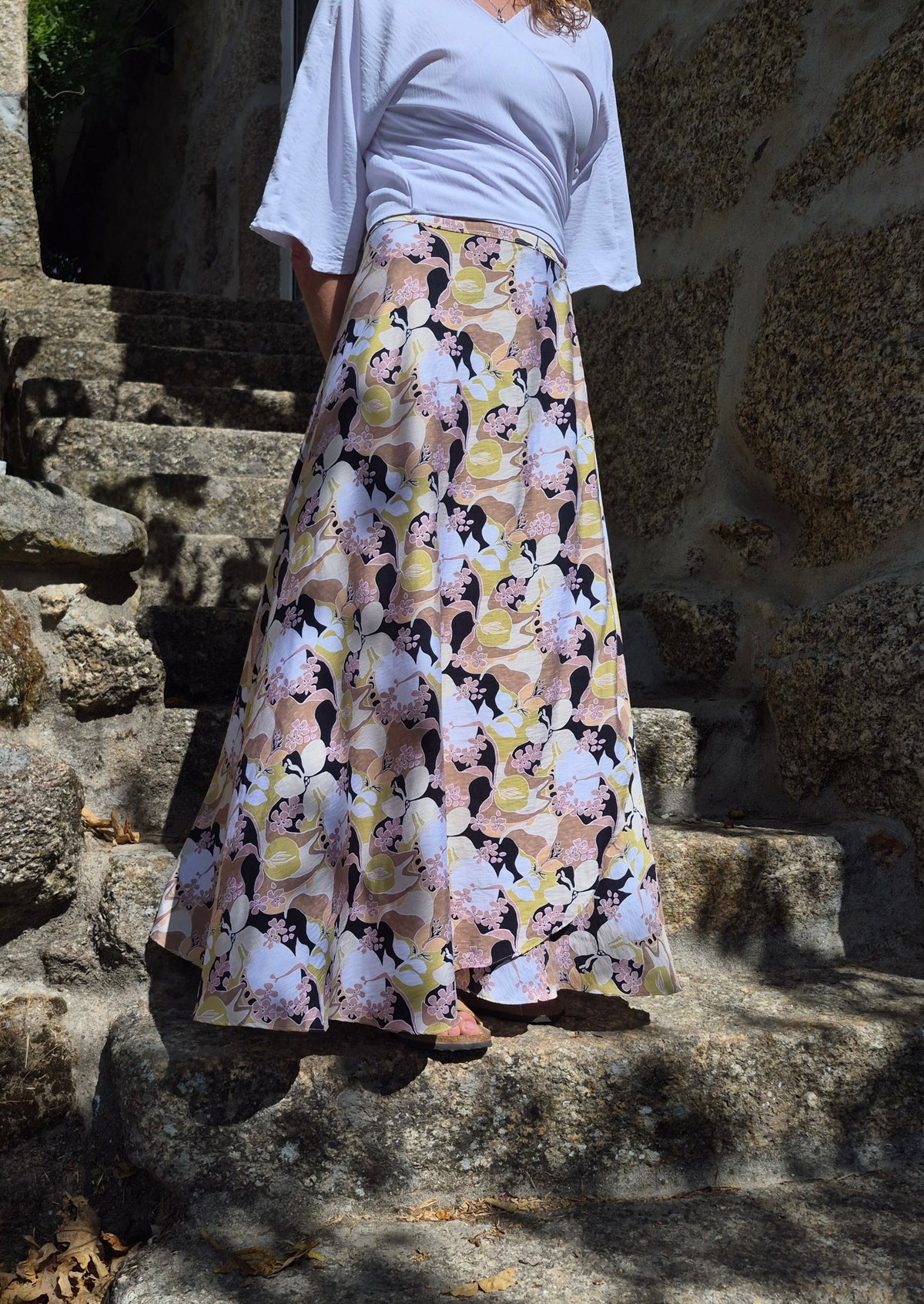 Beige Black and White Floral