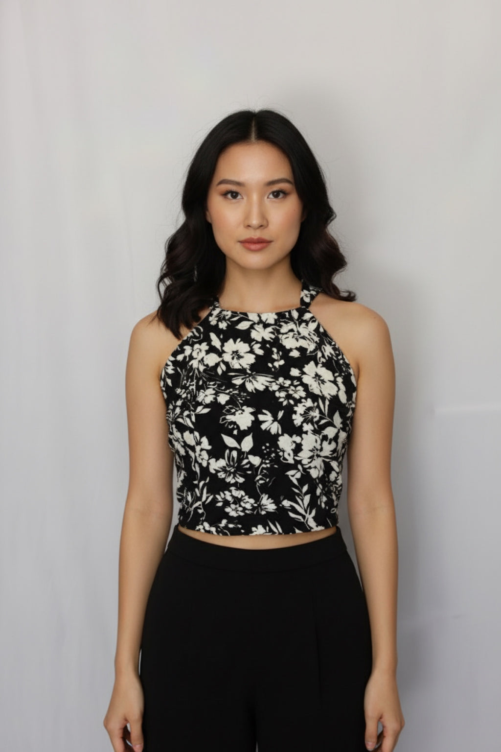 Black & White Abstract Floral - Top