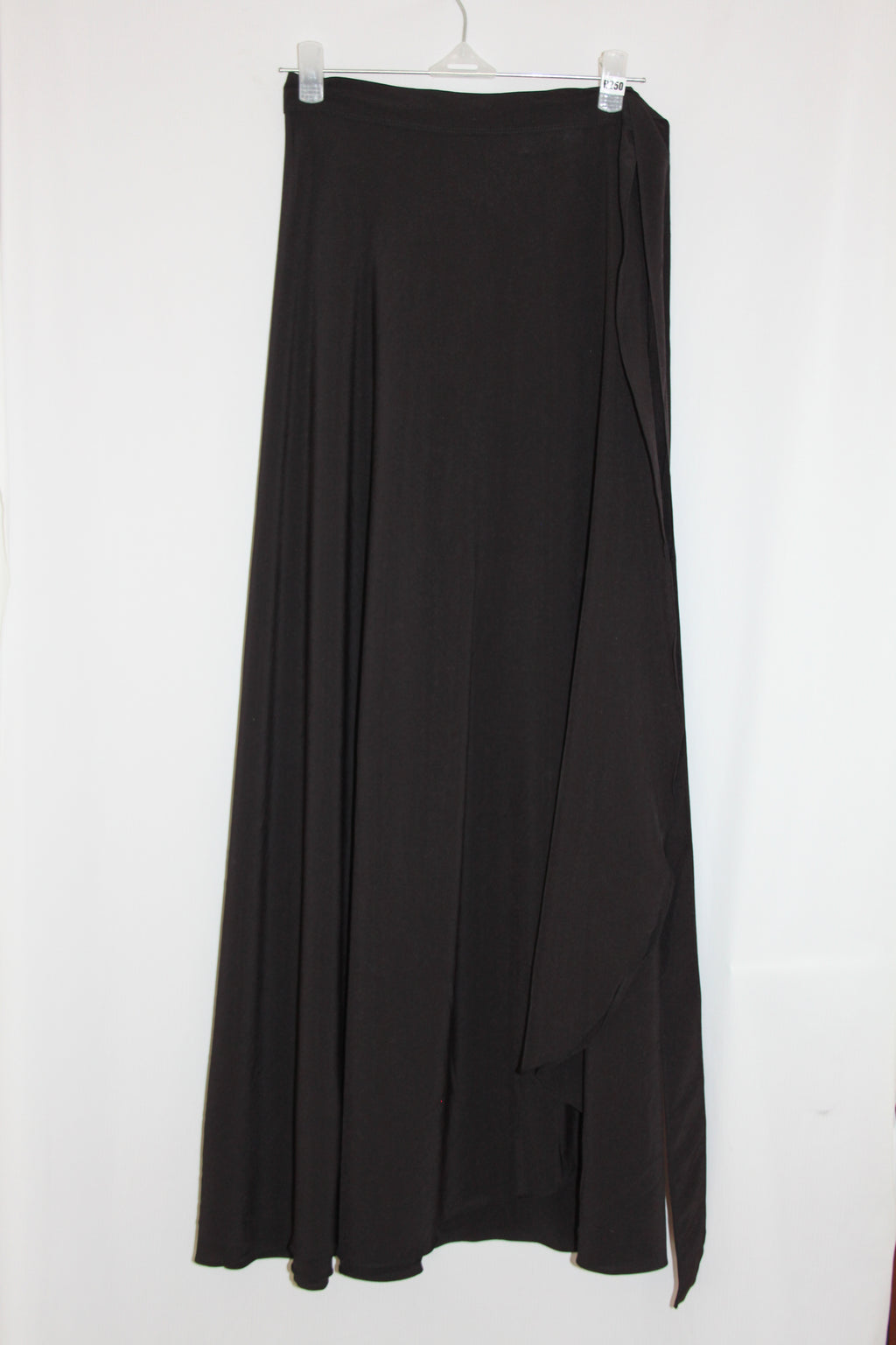 black wrap skirt on a white background