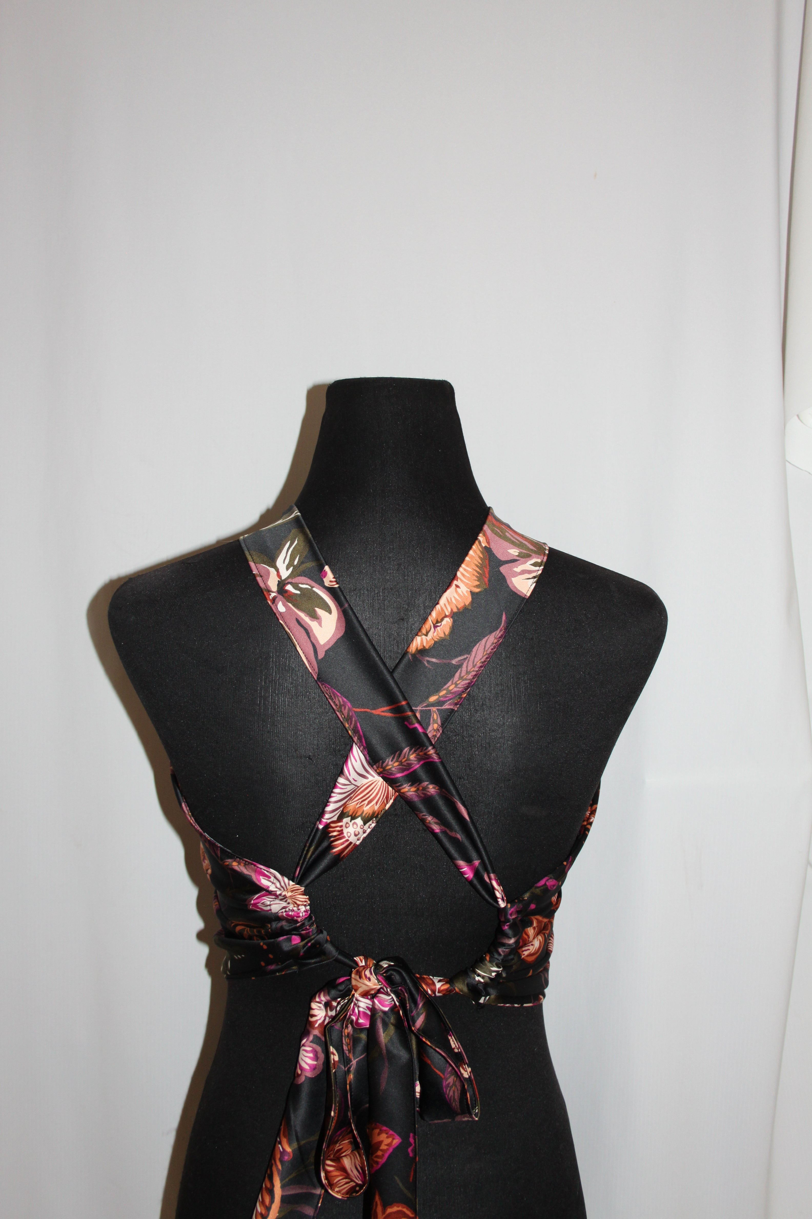 Dark Floral Satin - Top