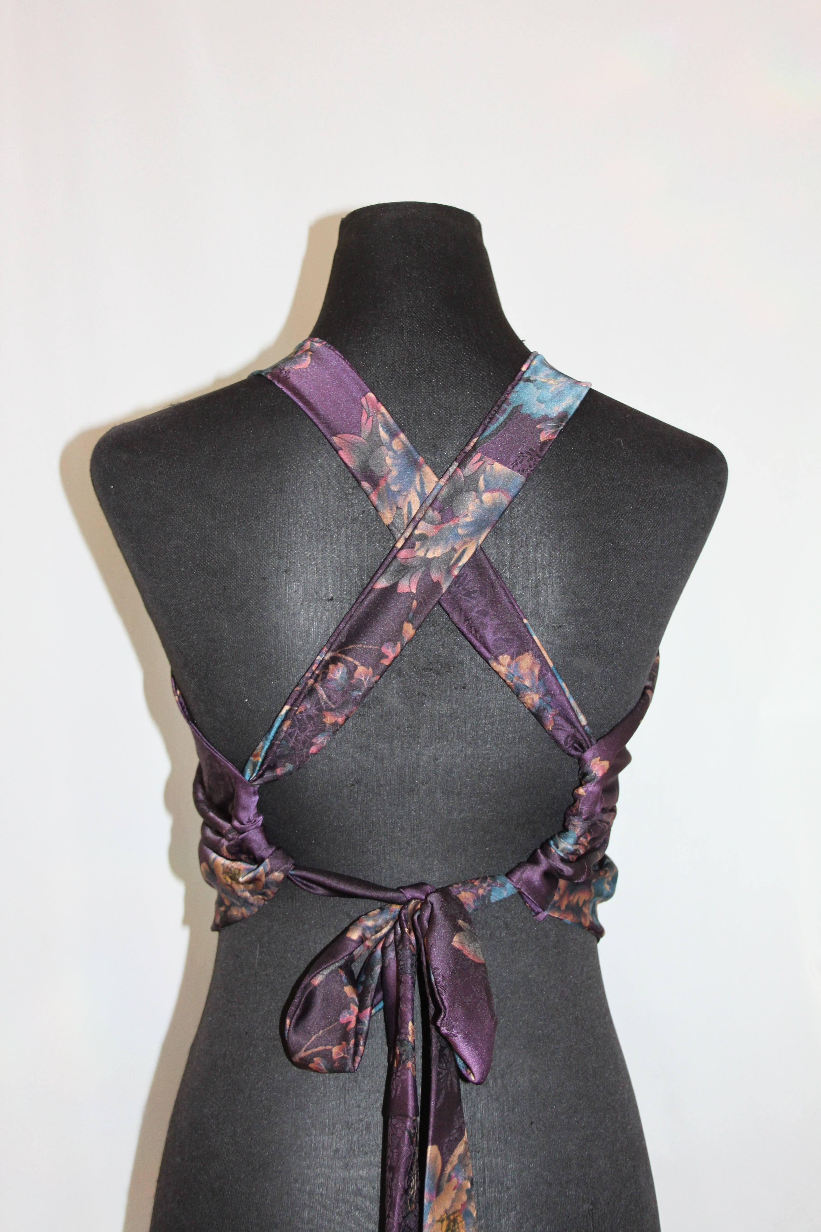 Dark Purple Floral Satin - Top