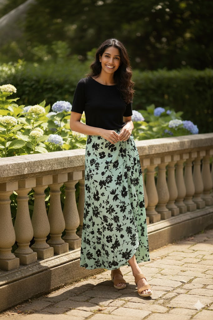 Green & Black Floral