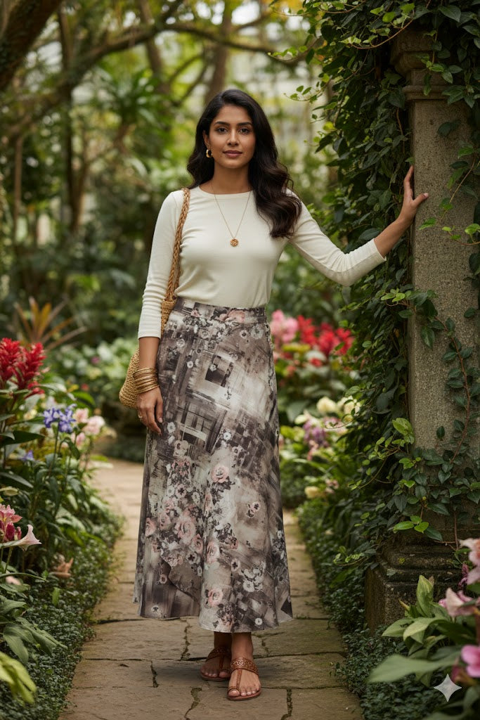 Beige Geometric Floral