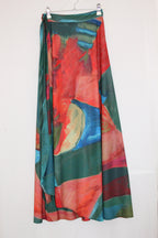 Coral & Green Abstract Print