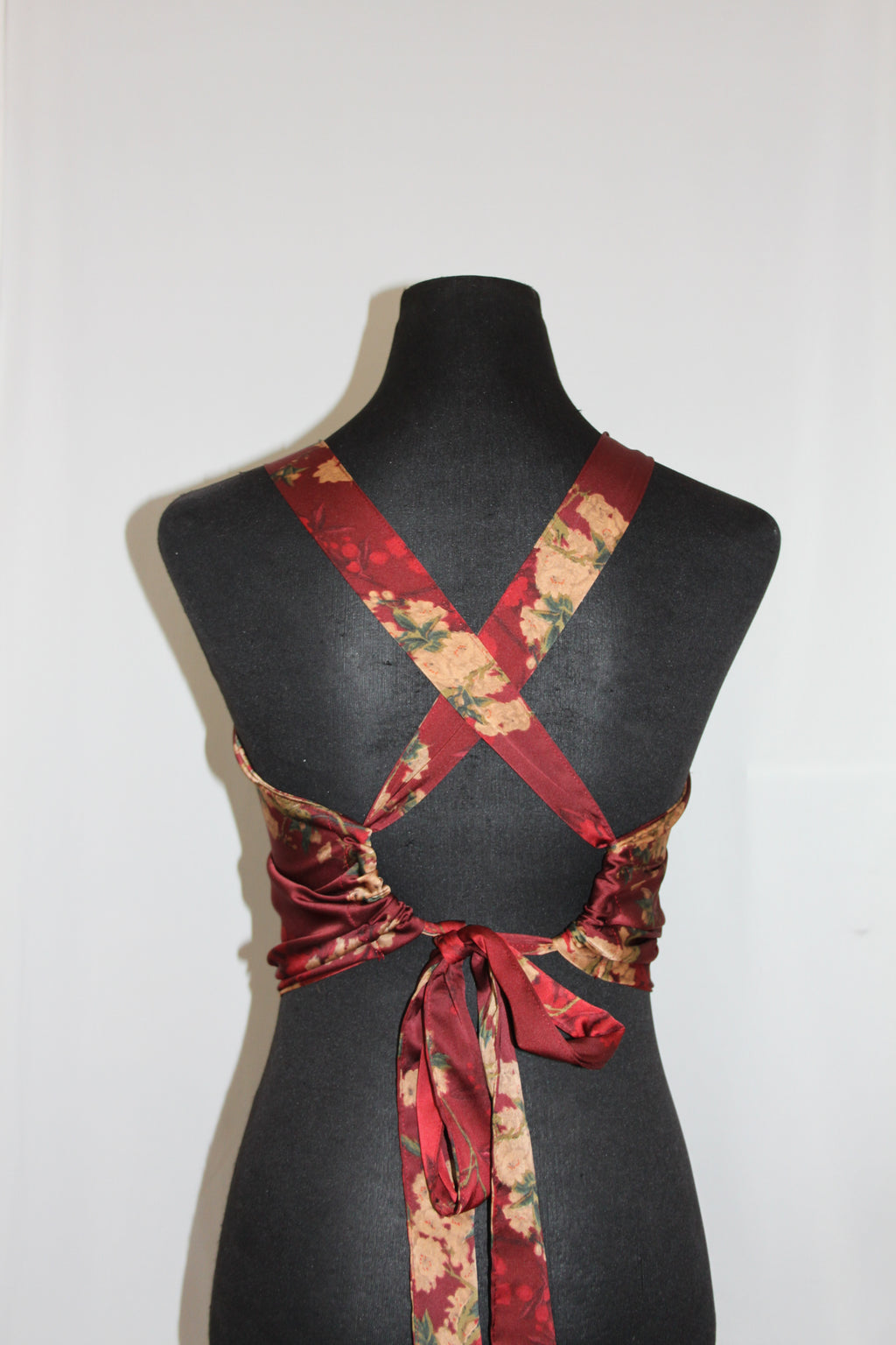 Maroon Floral Satin - Top