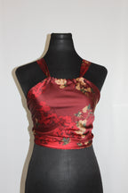Maroon Floral Satin - Top