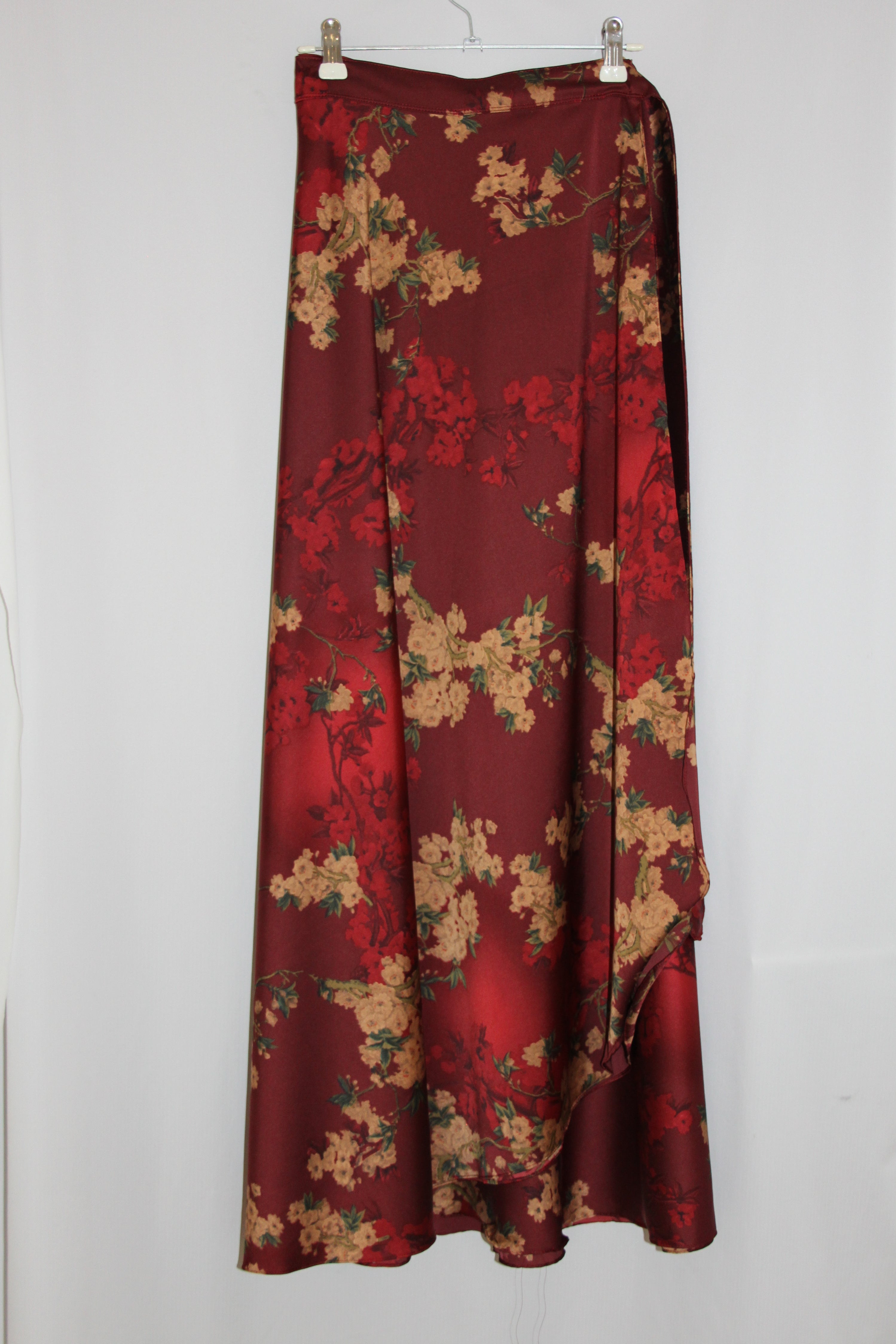 Maroon Floral Satin