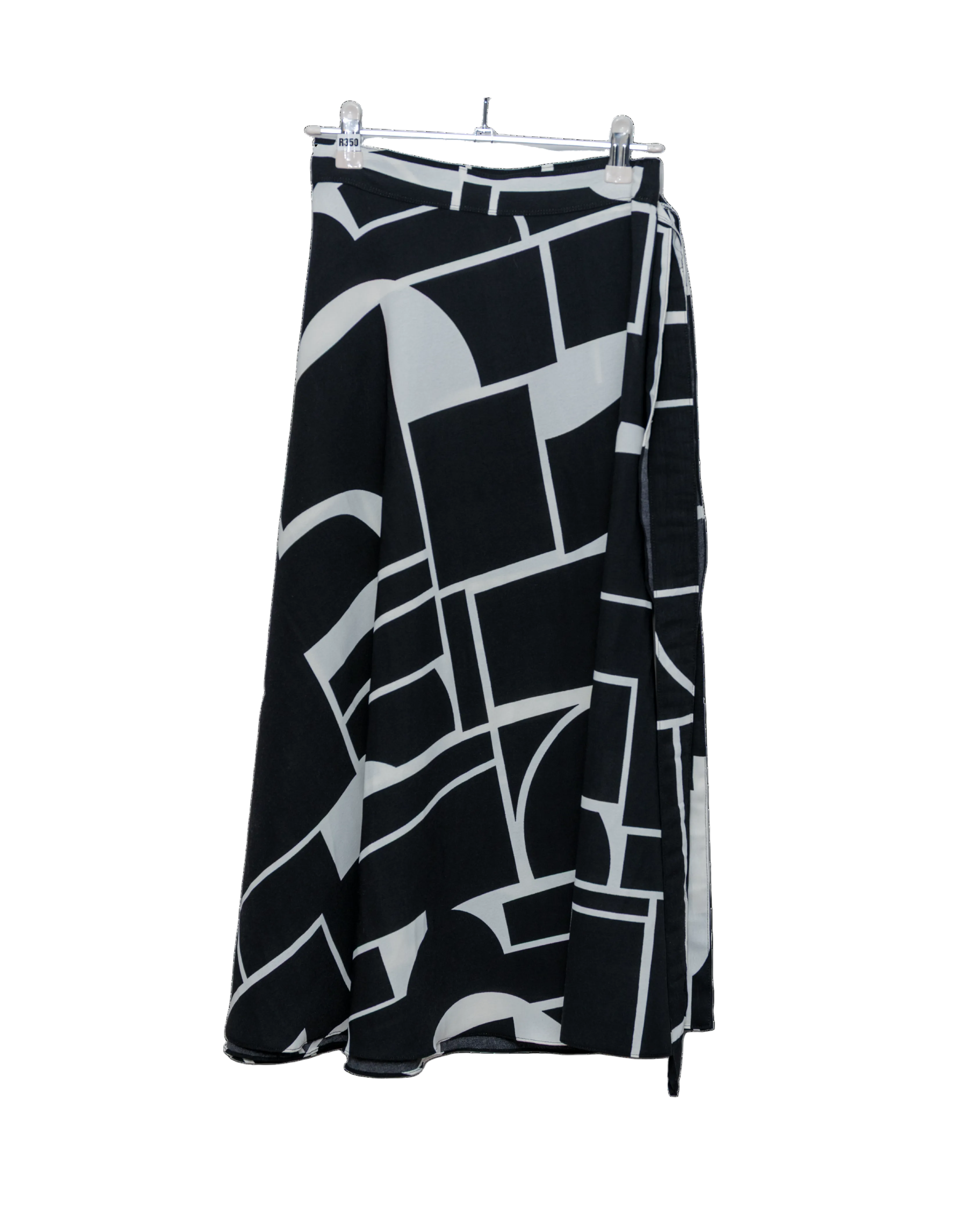 Black and white patterned skirt on a white background