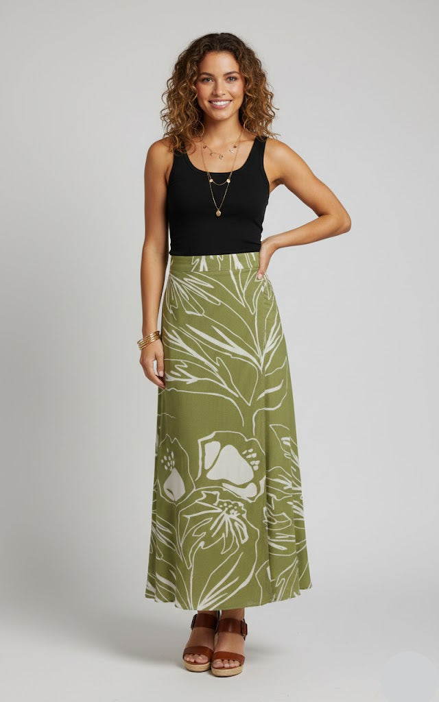 Olive & White Floral